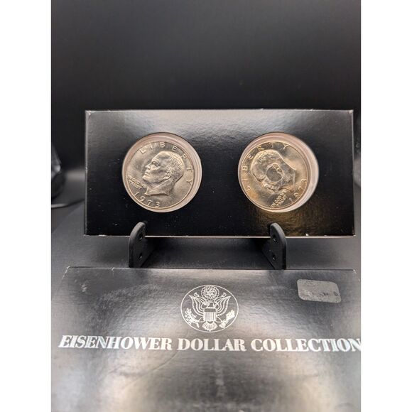 1973 Eisenhower Dollars in Display Box (2 Coins) - Picture 1 of 2